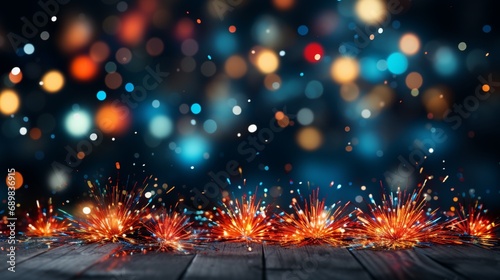 A banner background with fireworks, a festive, new year celebration backdrop - AI Generative photo