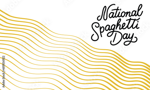 National Spaghetti Day banner. Handwriting text banner with abstract Spaghetti. Hand drawn vector art.