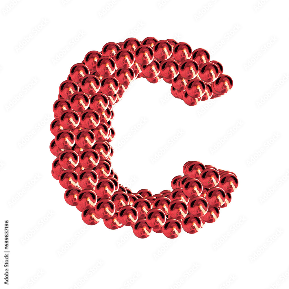 Red symbols from spheres. 3d letter c Red symbols from spheres. 3d letter c
