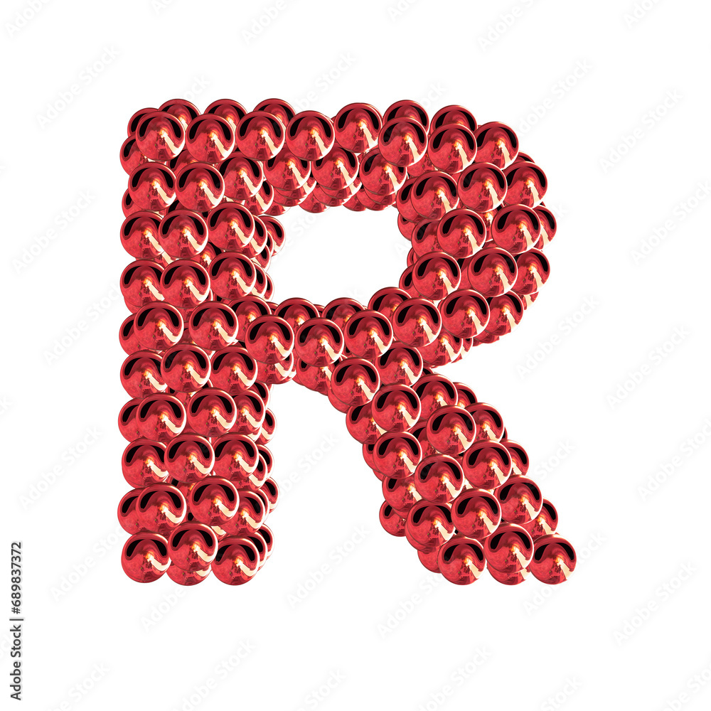 Red symbols from spheres. 3d letter r Red symbols from spheres. 3d letter r