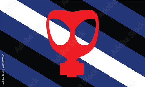 Mask fetish flag vector illustration isolated. Fetishism is persons wants to see another person wearing mask or taking off a mask. Halloween, surgical, ski, ninja, gas, latex mask or any other kind.