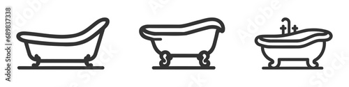 Bathtub icon set, collection, pack isolated on white background