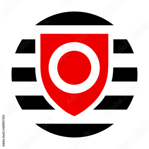 Circle badge ownership pride flag vector illustration isolated on white background. Subculture of those who want to be owners or owned in relationship. Emblem banner ownership fetish flag roundel