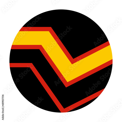 Circle badge rubber pride flag vector illustration, present fetish with rubber and latex in sex. Sexual identity. Kinky slave and bondage sex games liberties. Body in costume during intimate relations