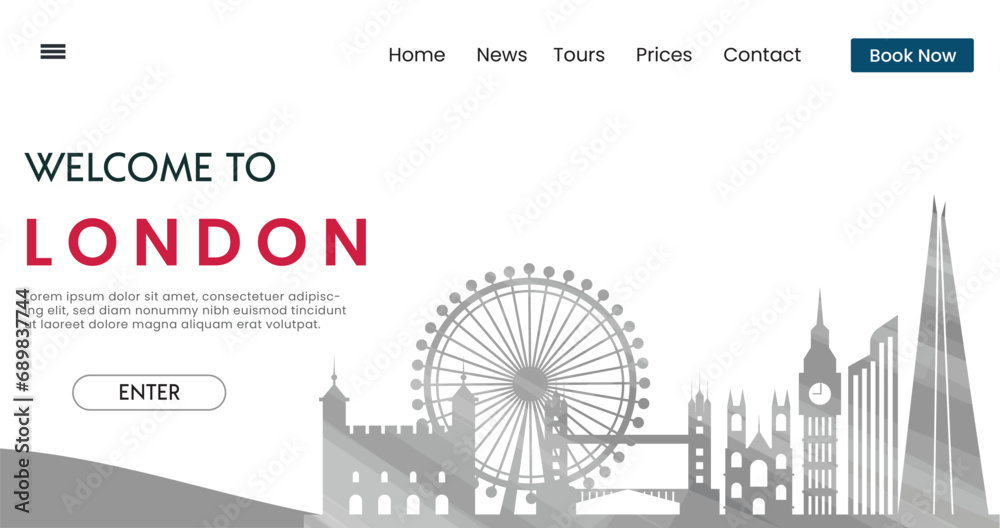Welcome to London Skyline background vector illustration. Travel and Tourism poster.