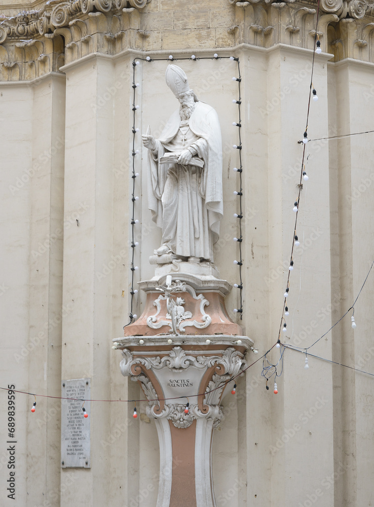 Saint Augustine Statue on Ornate Pedestal