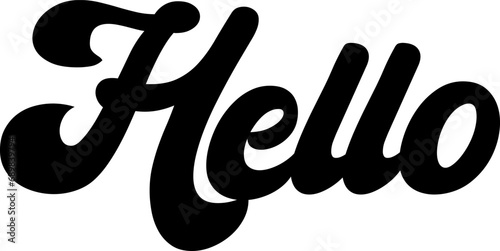 Hello black bold sign. Hello black handwritten text.
