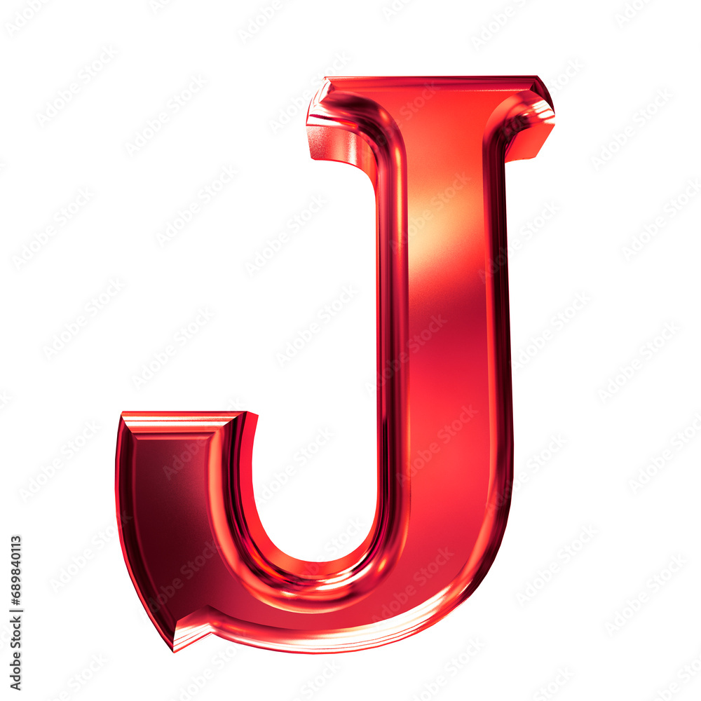 Red symbol with bevel. letter j