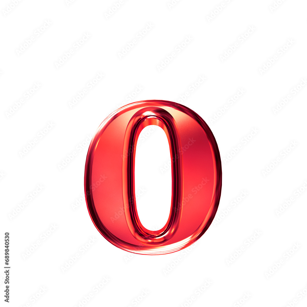 Red symbol with bevel. letter o