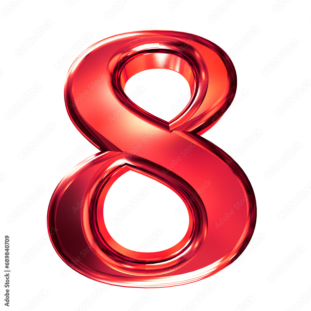 Red symbol with bevel. number 8 Red symbol with bevel. number 8