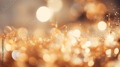 Blurred bokeh golden banner backdrop. empty space for text or logo - AI Generative