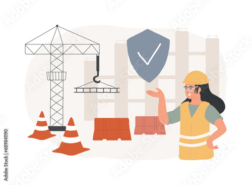 Construction site protection isolated concept vector illustration. Multi-surface temporary protection, prevent damage and delays, commercial building and construction projects vector concept.