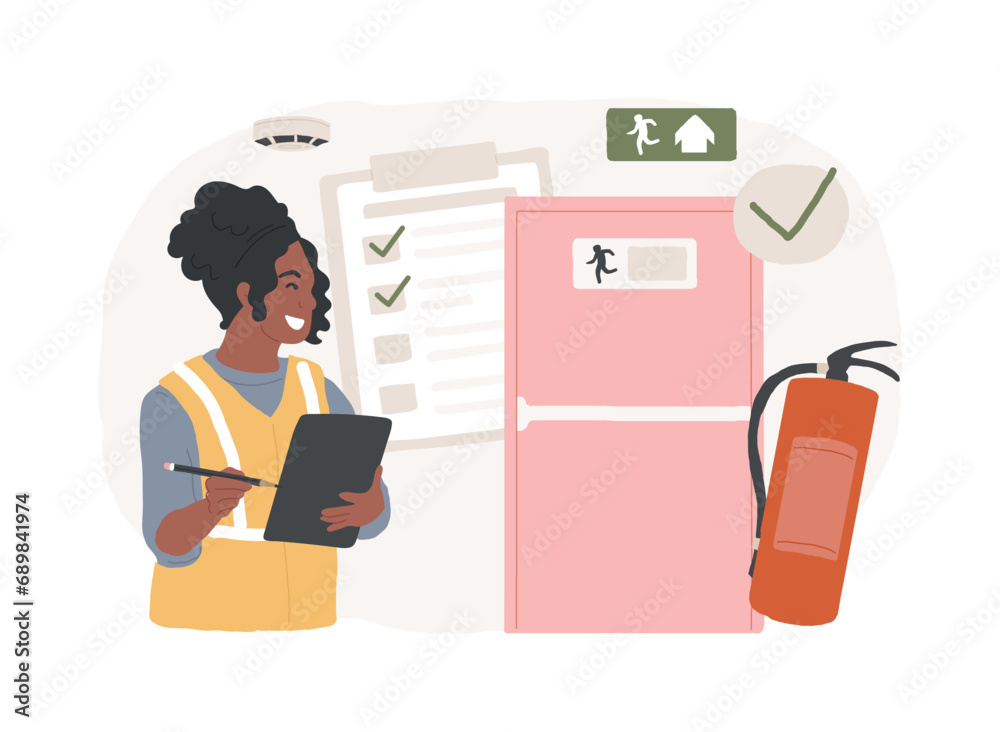 custom made wallpaper toronto digitalFire inspection isolated concept vector illustration. Fire alarm and detection, building inspection checklist, fulfill the requirements, safety certification, annual inspection vector concept.