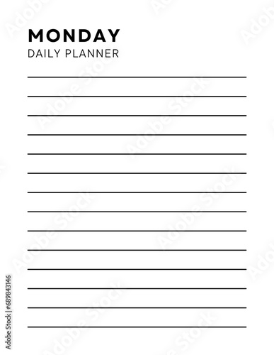 Modern Weekly planner page. Notebook pages for notes and goals. planner page template. Modern Business organizer.