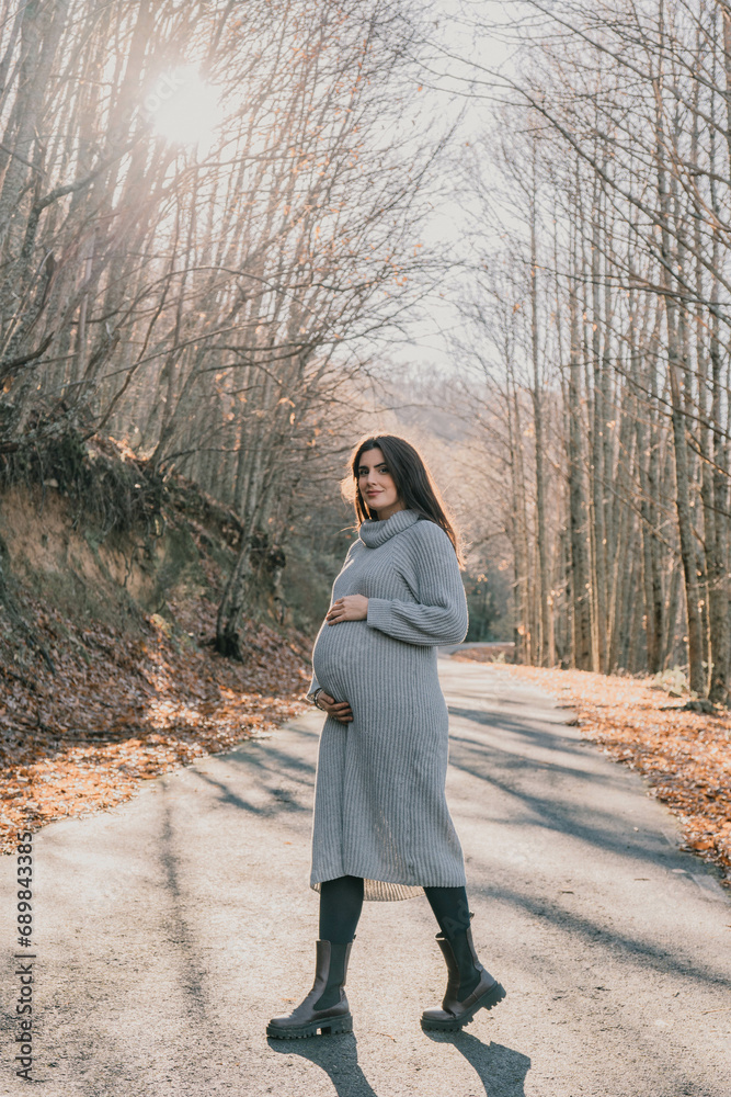 Portrait of a beautiful pregnant caucasian woman in the middle of an amazing landscape Portrait of a beautiful pregnant caucasian woman in the middle of an amazing landscape