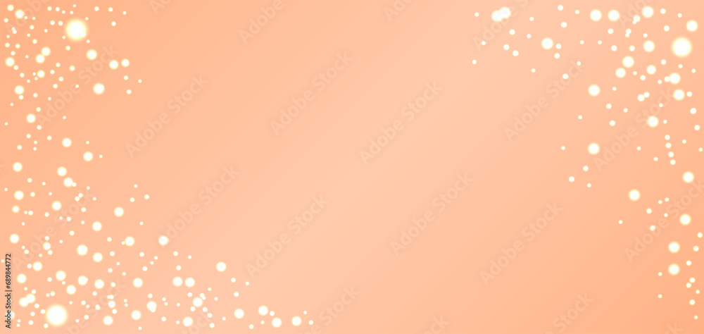 Abstract glowing background with copy space. Pantone 2024 color Peach Fuzz. Vibrant shiny peachy horizontal rectangular web banner. Vector gradient illustration