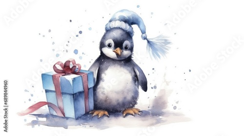 cute cartoon penguin with presents © Volodymyr Skurtul