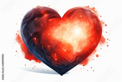 Watercolor abstract heart shape with selective focus and copy space
