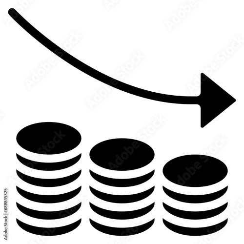 Coin Stack Barchart Decrease Icon