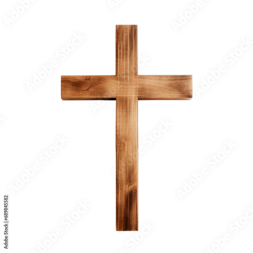 Wooden cross isolated on transparent background 