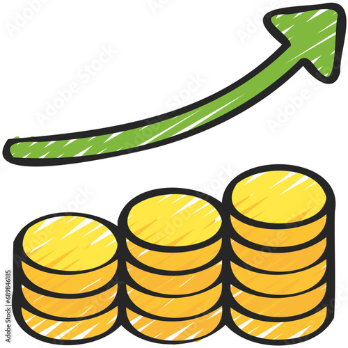 Money Stack Barchart Increase Icon