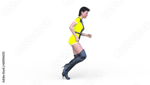 走るショートパンツの女性 photo