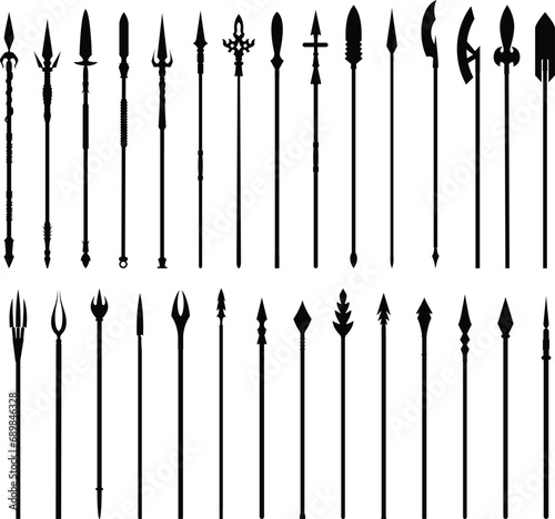 spear silhouettes set 