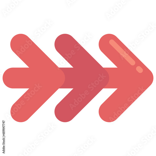 Three Overlappig Right Arrows Icon