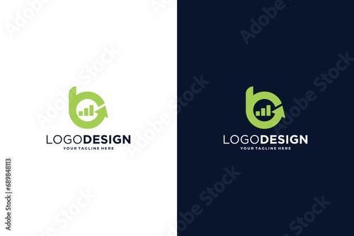 Letter B Financial Chart Logo Design. accounting, business, financial logo