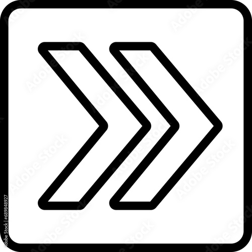 Sharp Right Arrows Square Icon