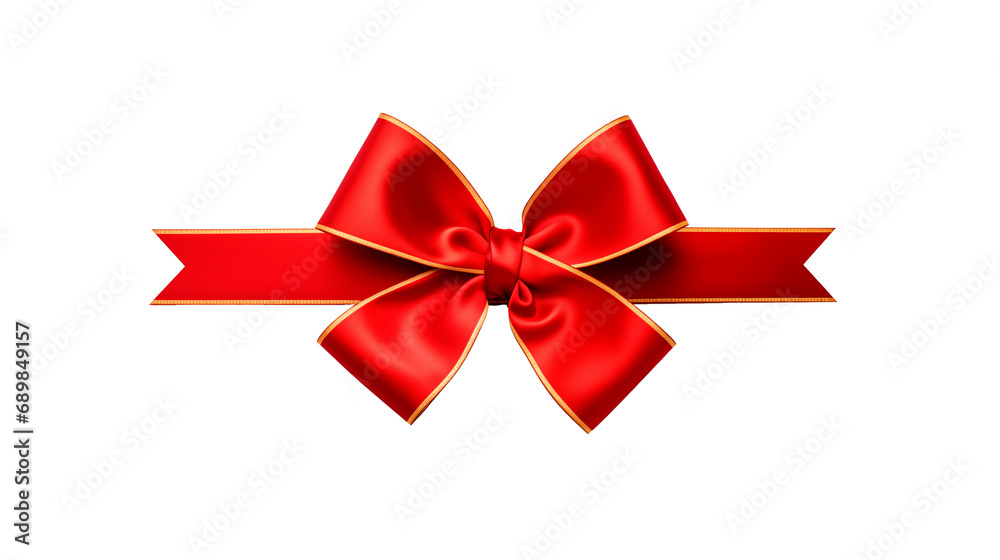 Red ribbon with red bow isolated on white background.Anniversary, new year, event, Christmas, Festival. Generative AI Red ribbon with red bow isolated on white background.Anniversary, new year, event, Christmas, Festival. Generative AI