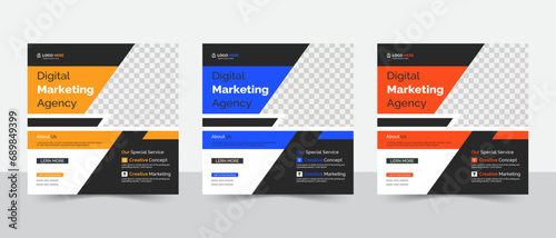 Set of Editable minimal square banner template. Suitable for social media post and web internet ads.