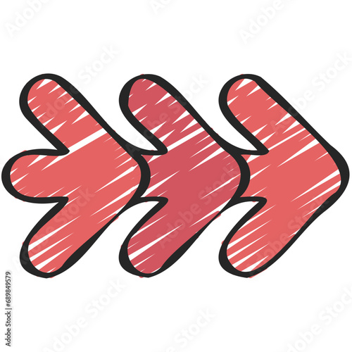 Three Overlappig Right Arrows Icon