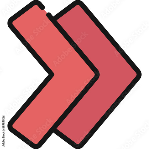 Two Overlapping Sharp Arrows Icon