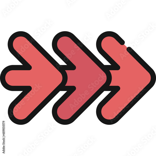 Three Overlappig Right Arrows Icon