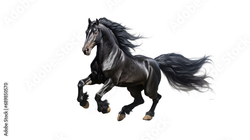 Black horse run gallop isolated on transparent background © YauheniyaA