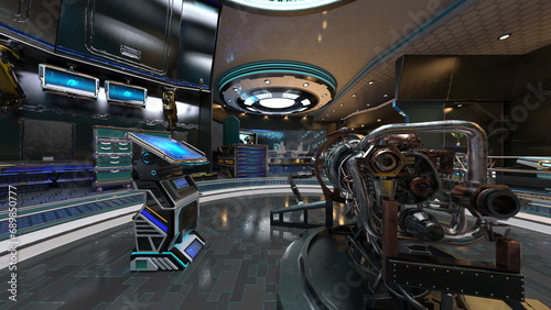 宇宙船内の風景 3DCG レンダリング