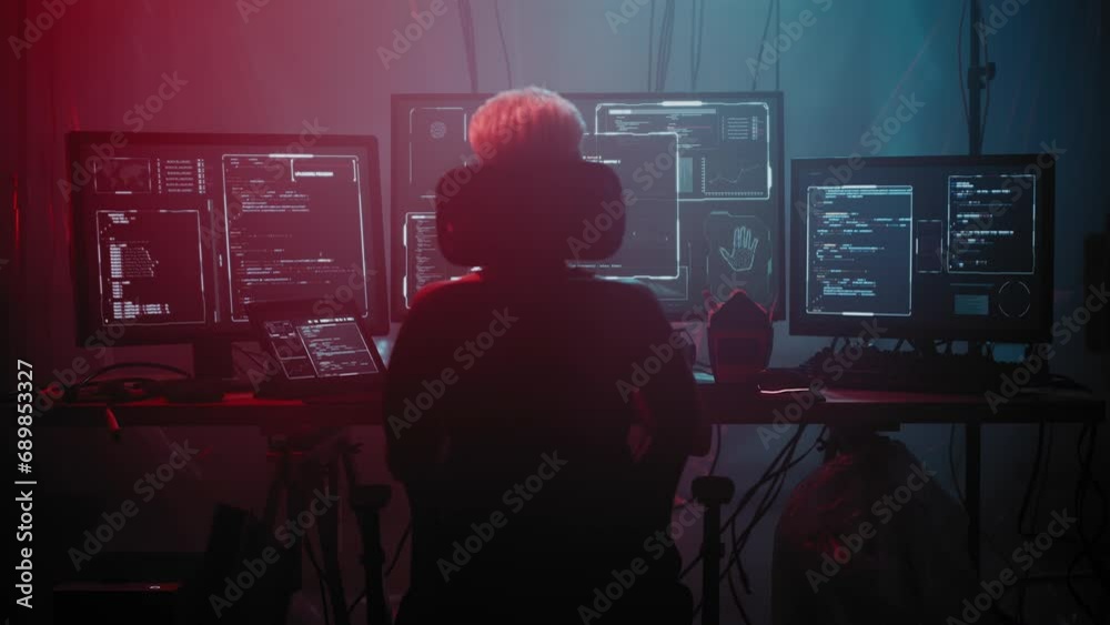 Woman with short hairstyle rapidly inputs text on keyboard Woman with short hairstyle rapidly inputs text on keyboard
