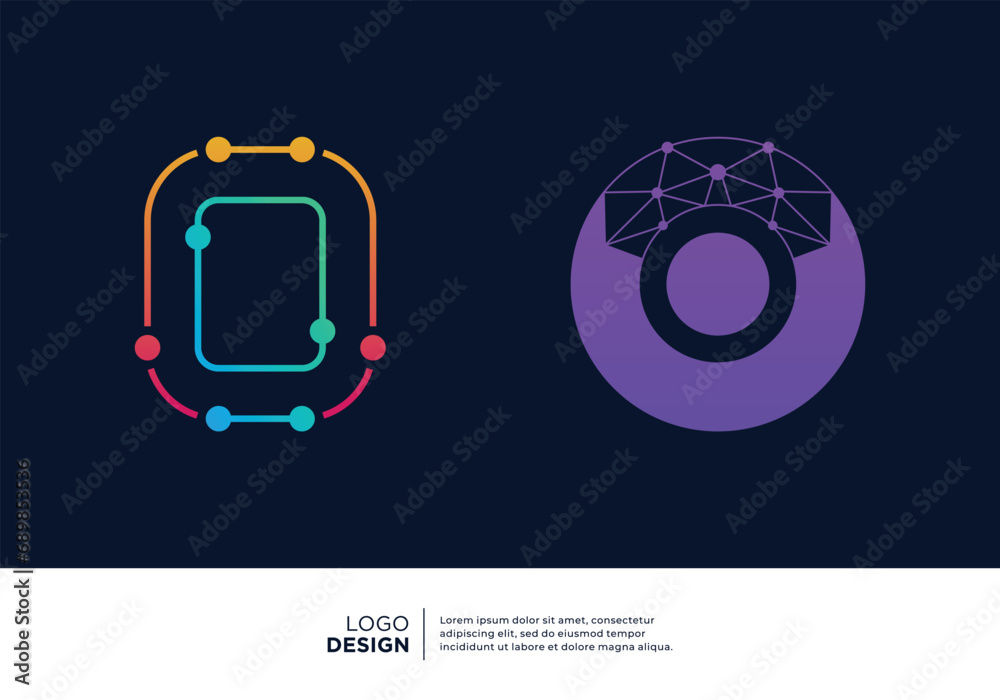 Number 0 digital technology logo design collection.