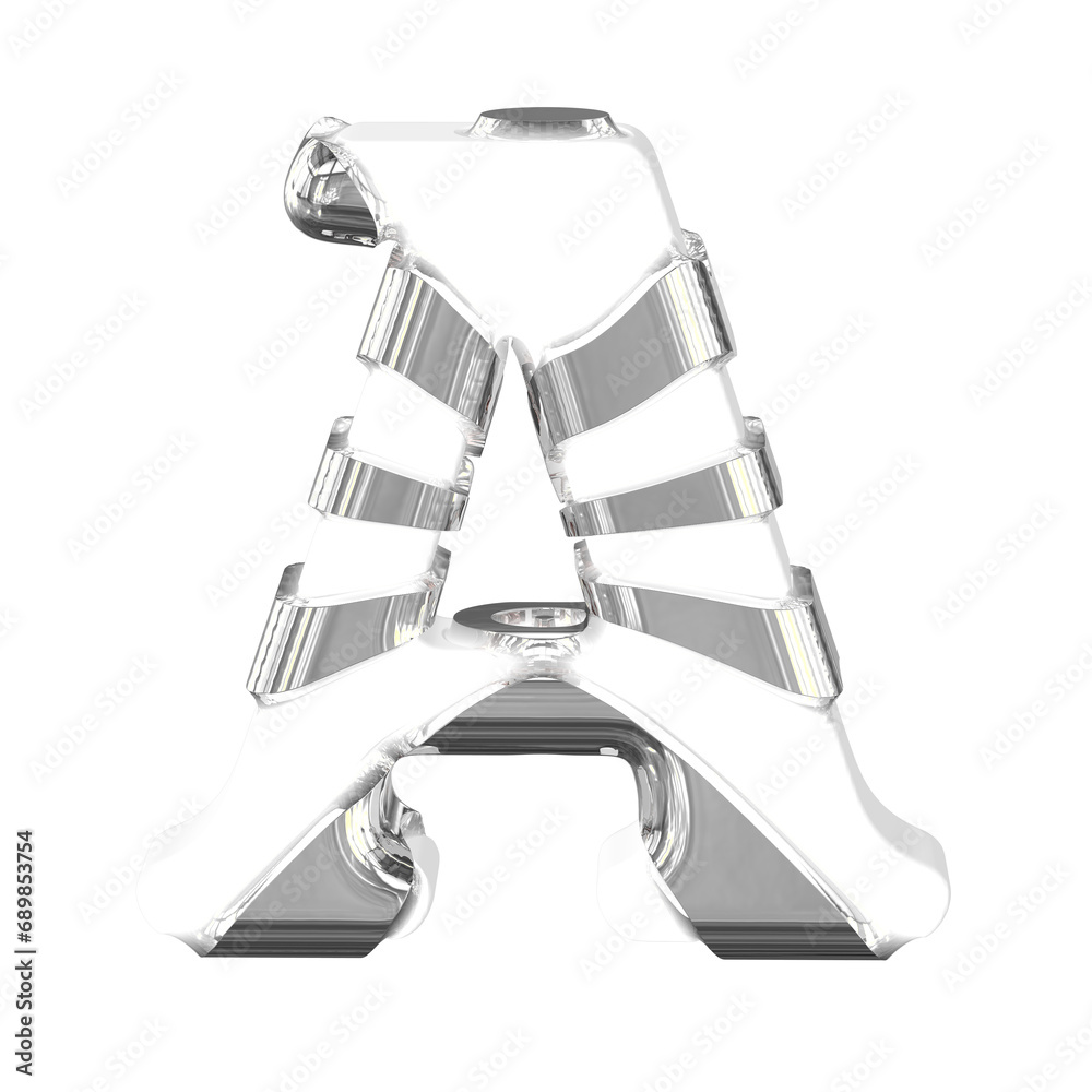 White symbol with thick silver straps. letter a White symbol with thick silver straps. letter a
