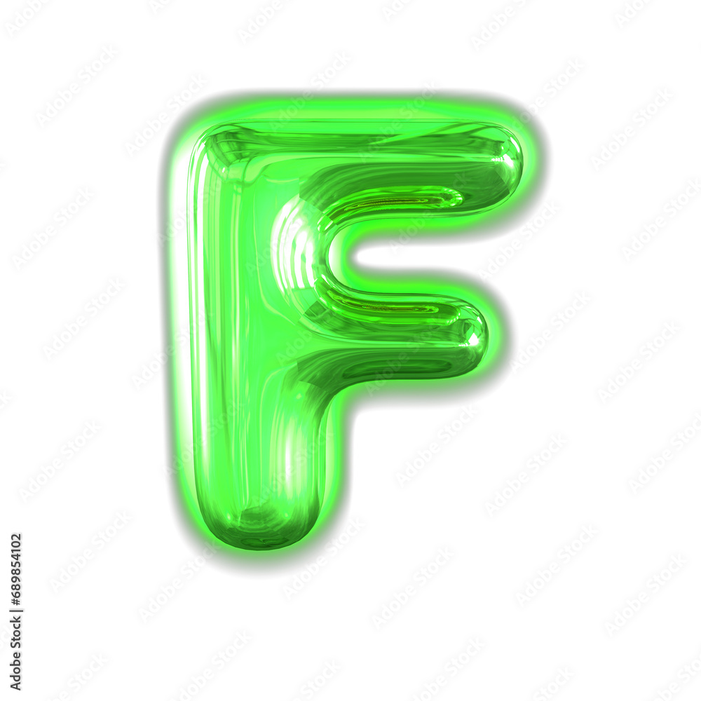 Green inflatable symbol with glow. letter f
