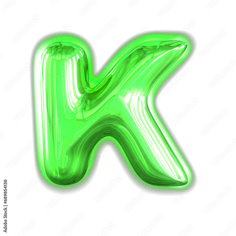 Green inflatable symbol with glow. letter k Green inflatable symbol with glow. letter k