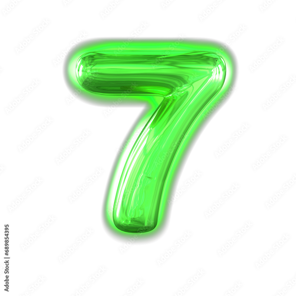 Green inflatable symbol with glow. number 7 Green inflatable symbol with glow. number 7