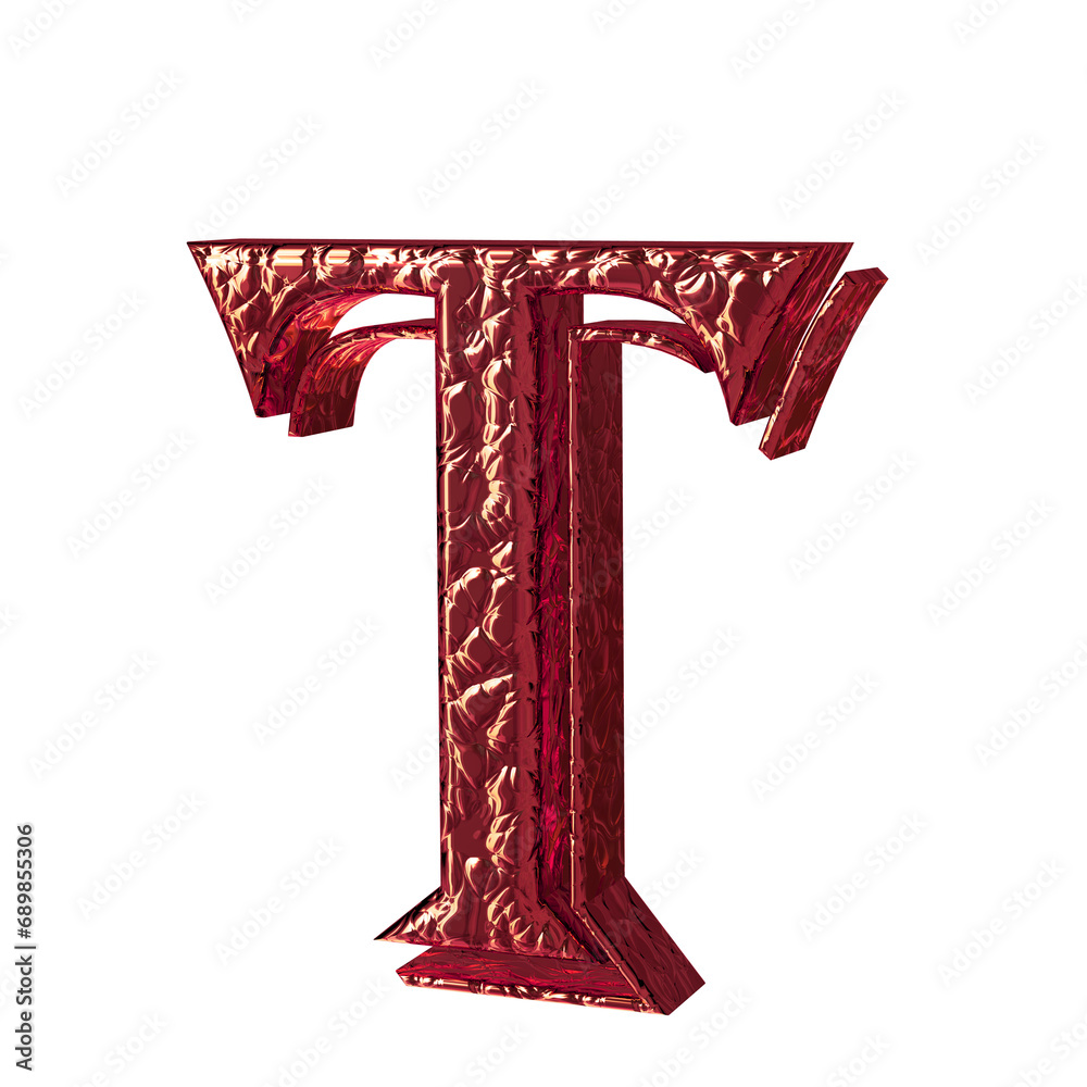 Fototapeta premium Fluted red symbol. front view. letter t