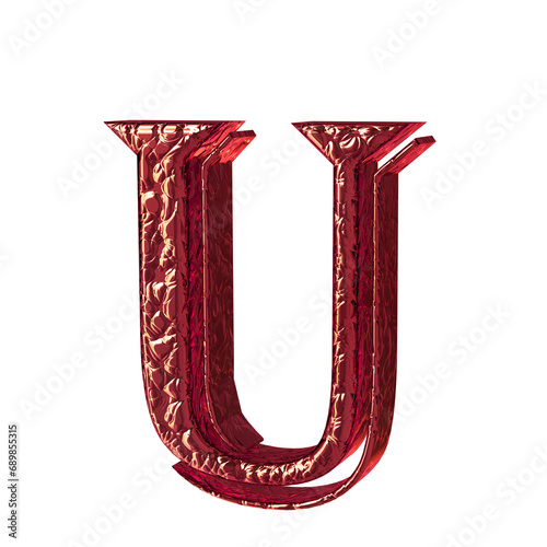 Fluted red symbol. front view. letter u