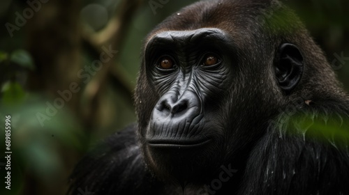 Portrait of a gorilla in the rainforest. Wilderness. Wildlife Concept. © John Martin