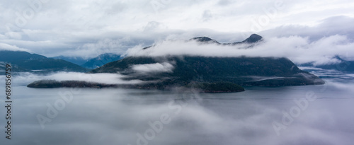 Howe Sound with Canadian Mountain Landscape Nature Aerial Background. © edb3_16
