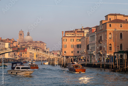 The Grand Canal outside Venezia Santa Lucia train station in Venice, Italy
