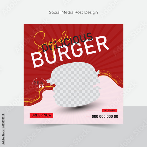 Social media food template, Restaurant social media square banner template for business promotion