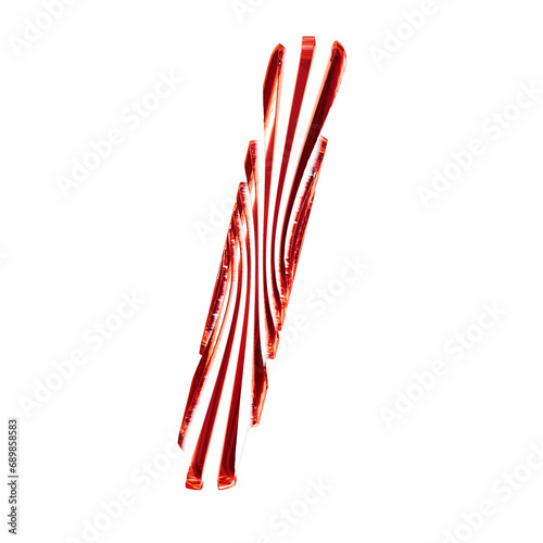 Fototapeta Naklejka Na Ścianę i Meble -  White 3d symbol with ultra thin red straps